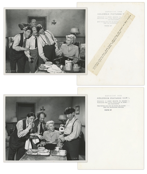 Lot of Twenty 10 x 8 Glossy Photos From Five Different Three Stooges Films, Complete List List Online at NateDSanders.com -- Very Good Condition